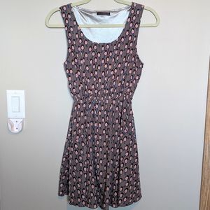 Tenki bird print sleeveless dress with pockets szS
